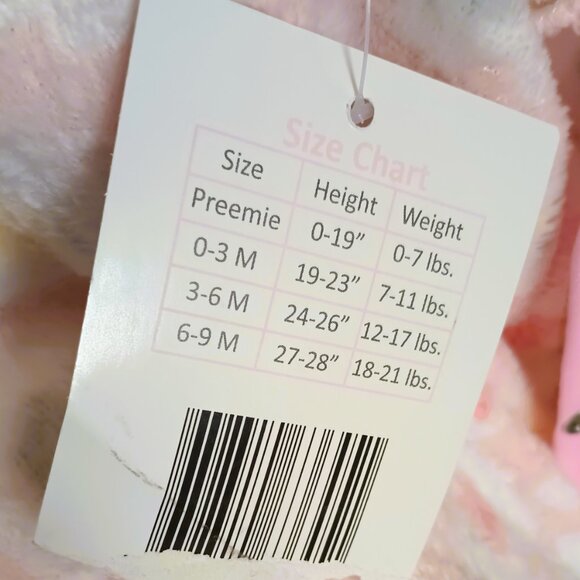 Duck Duck Goose Plush 2 Piece Set 3-6m Baby Girl Pink Fleece Footed & Hooded NWT - Picture 9 of 12
